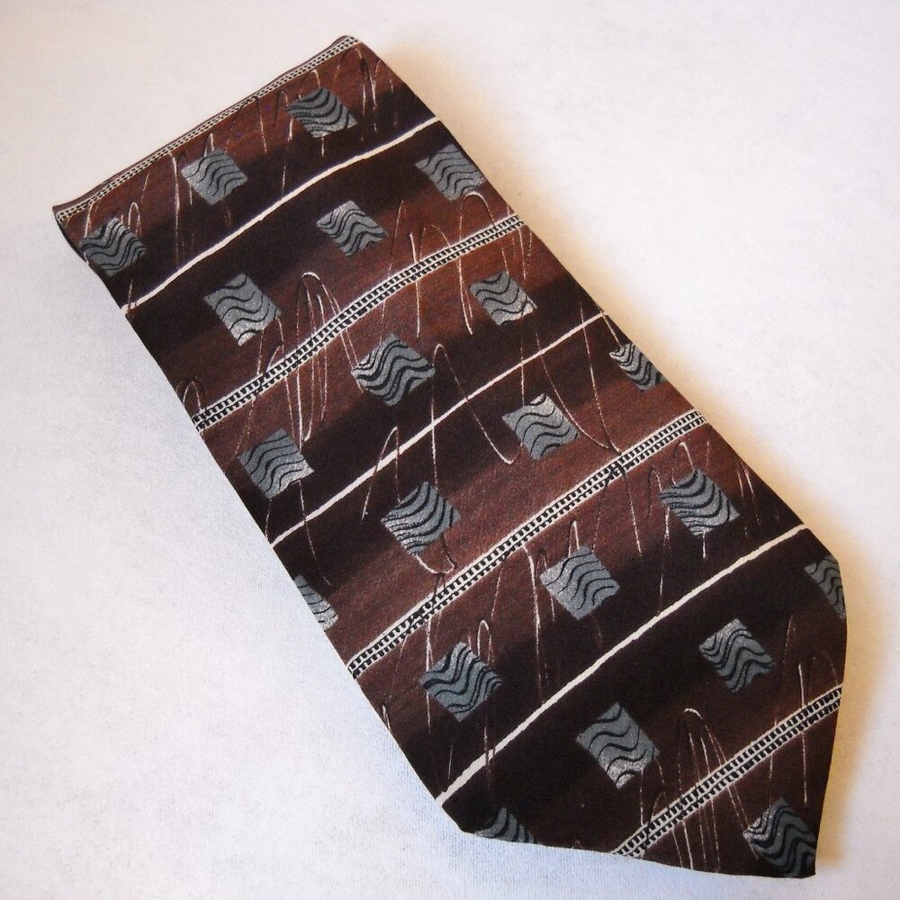 Peter Thomas By Superba Neck Tie 100% Italian Silk Mens Geometric Stripe Square